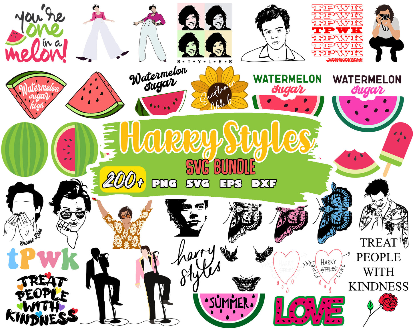 Harry styles cartoon design bundle svg, watermelon sugar svg