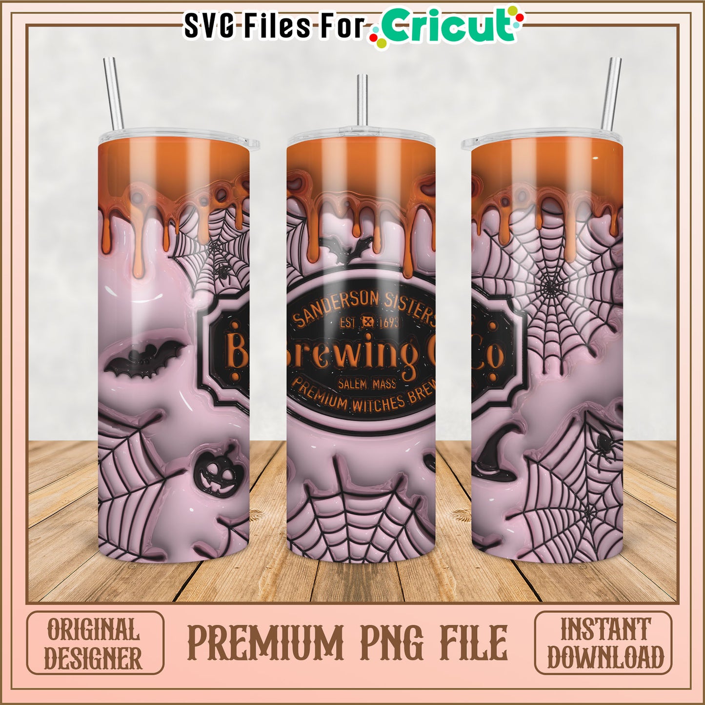 Haunted Halloween Tumbler Design for Cricut Premium PNG File