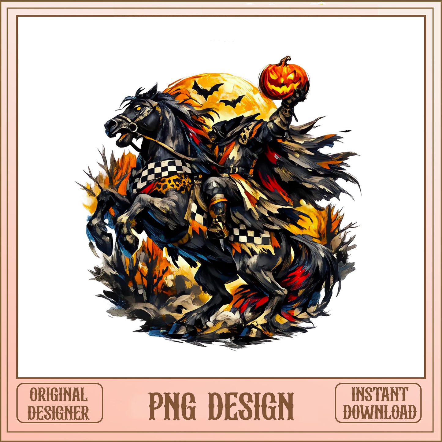 Headless Horseman PNG, Halloween Pumpkin PNG, Spooky Rider PNG
