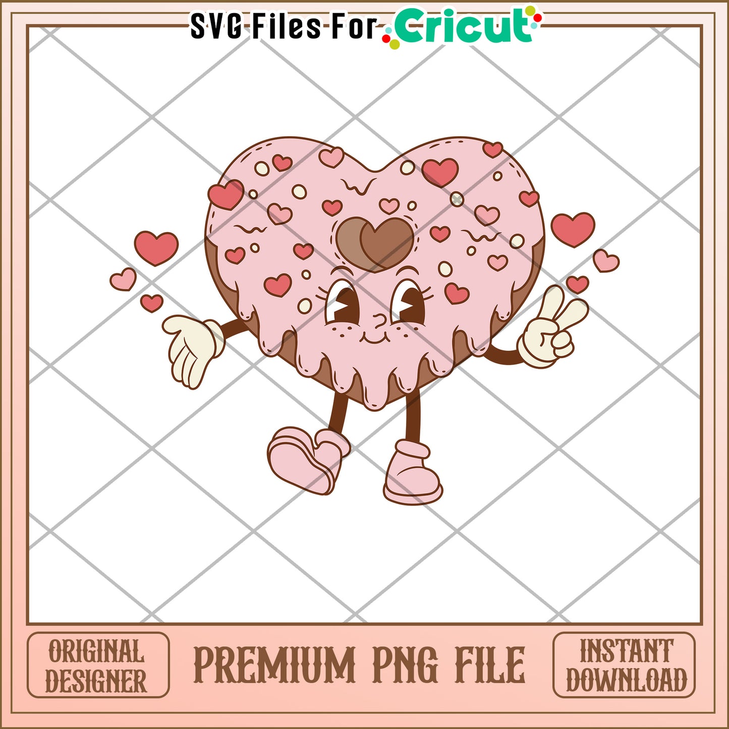 Heart Donut PNG Cute Valentine's Clipart