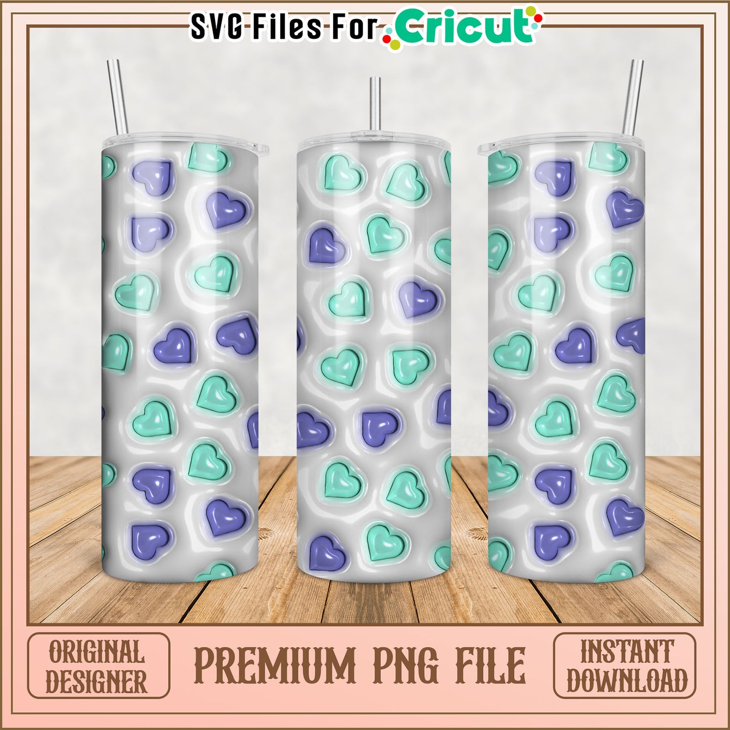 Heart Tumbler PNG Design Cricut