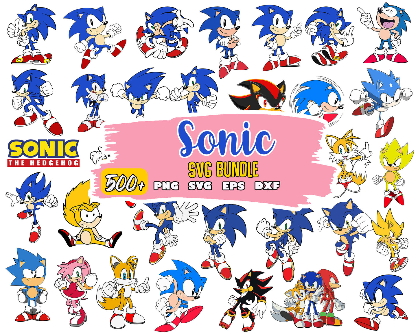 Sonic the hedgehog bundle svg, sonic cartoon characters svg