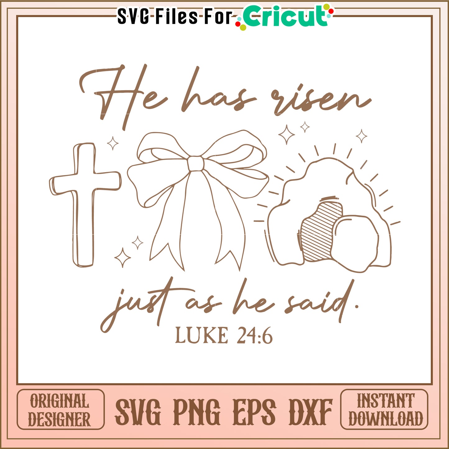 He has risen with cross graphic, Luke 246 faith inspired design