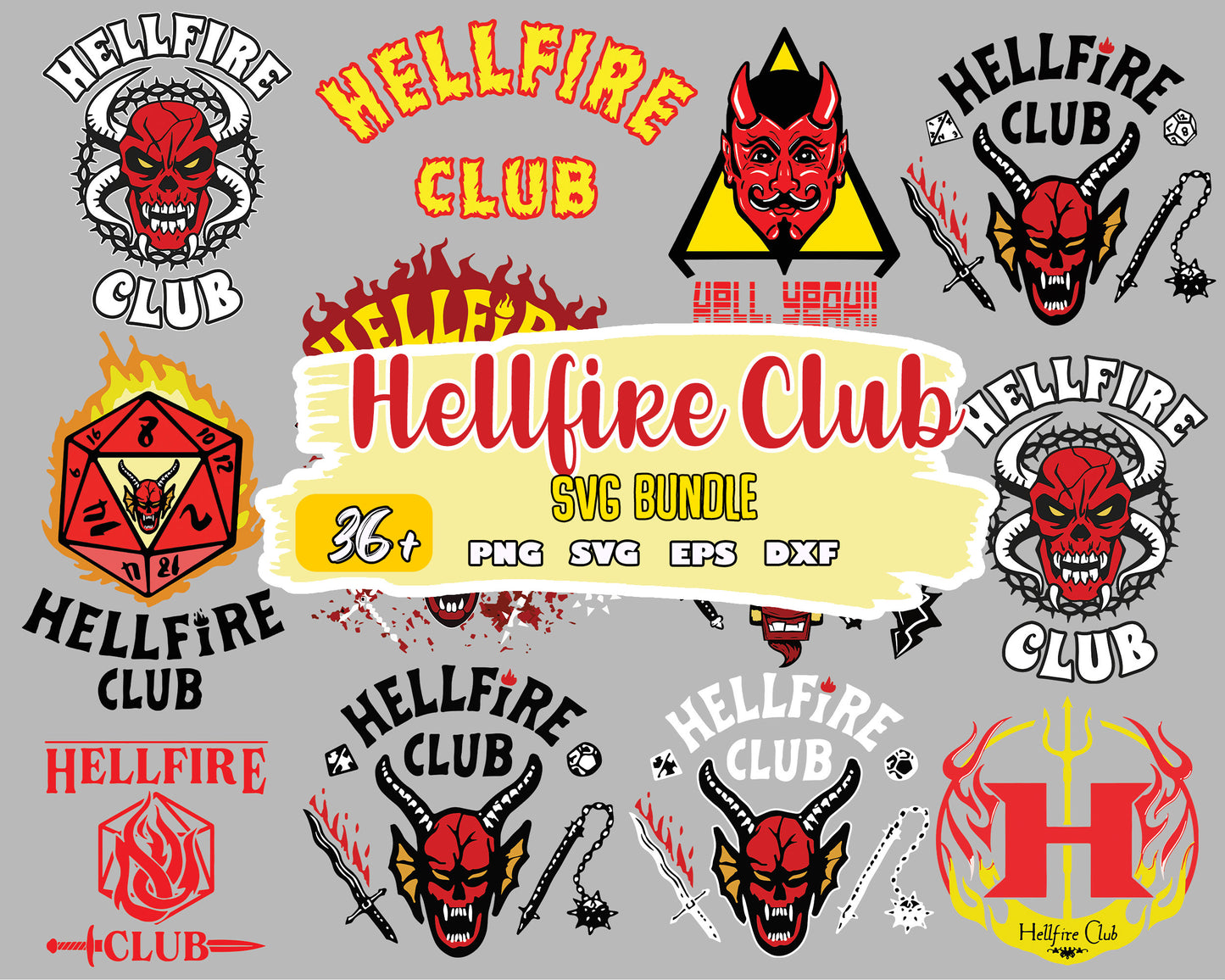 Hellfire club logo bundle svg, stranger things logo svg