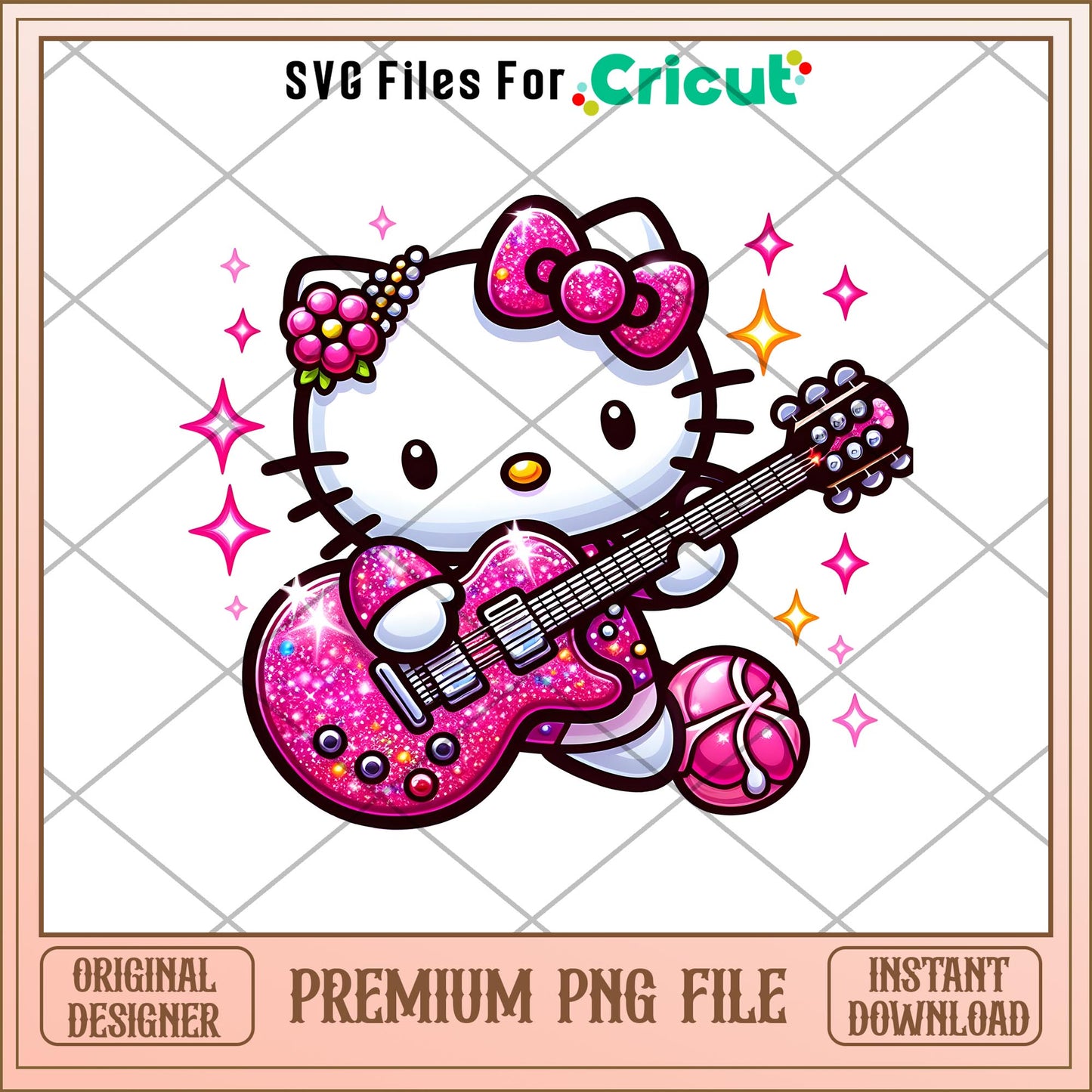 Hello Kitty Blink Pink guitar Design png, Hello Kitty png, digital download