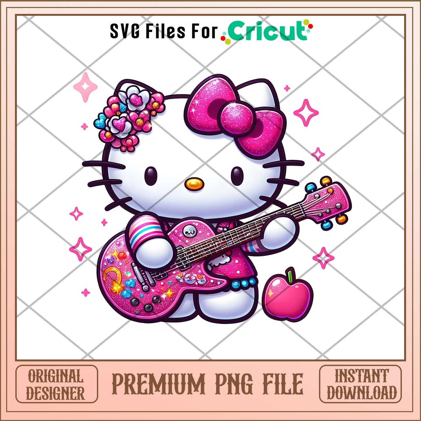 Hello Kitty Blink Pink guitar png, Hello Kitty png, digital download