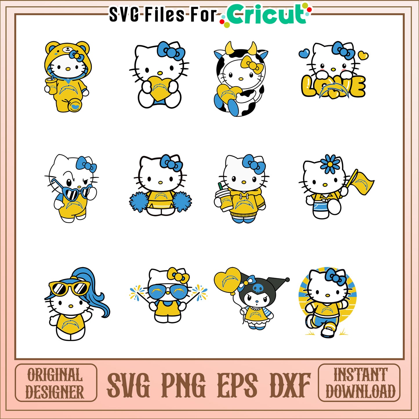 Hello Kitty Chargers SVG Bundle Instant Download