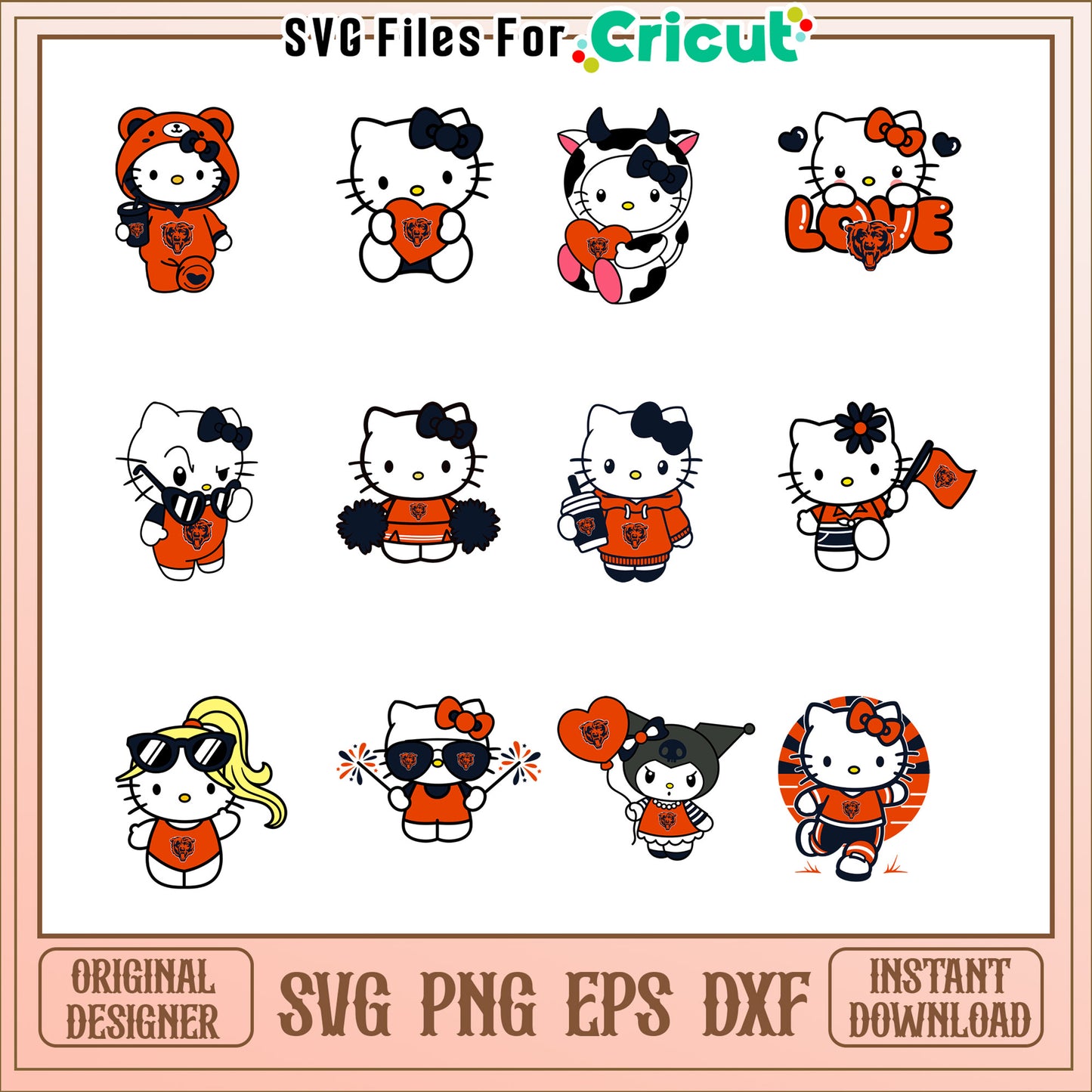 Hello Kitty Chicago Bears SVG Bundle