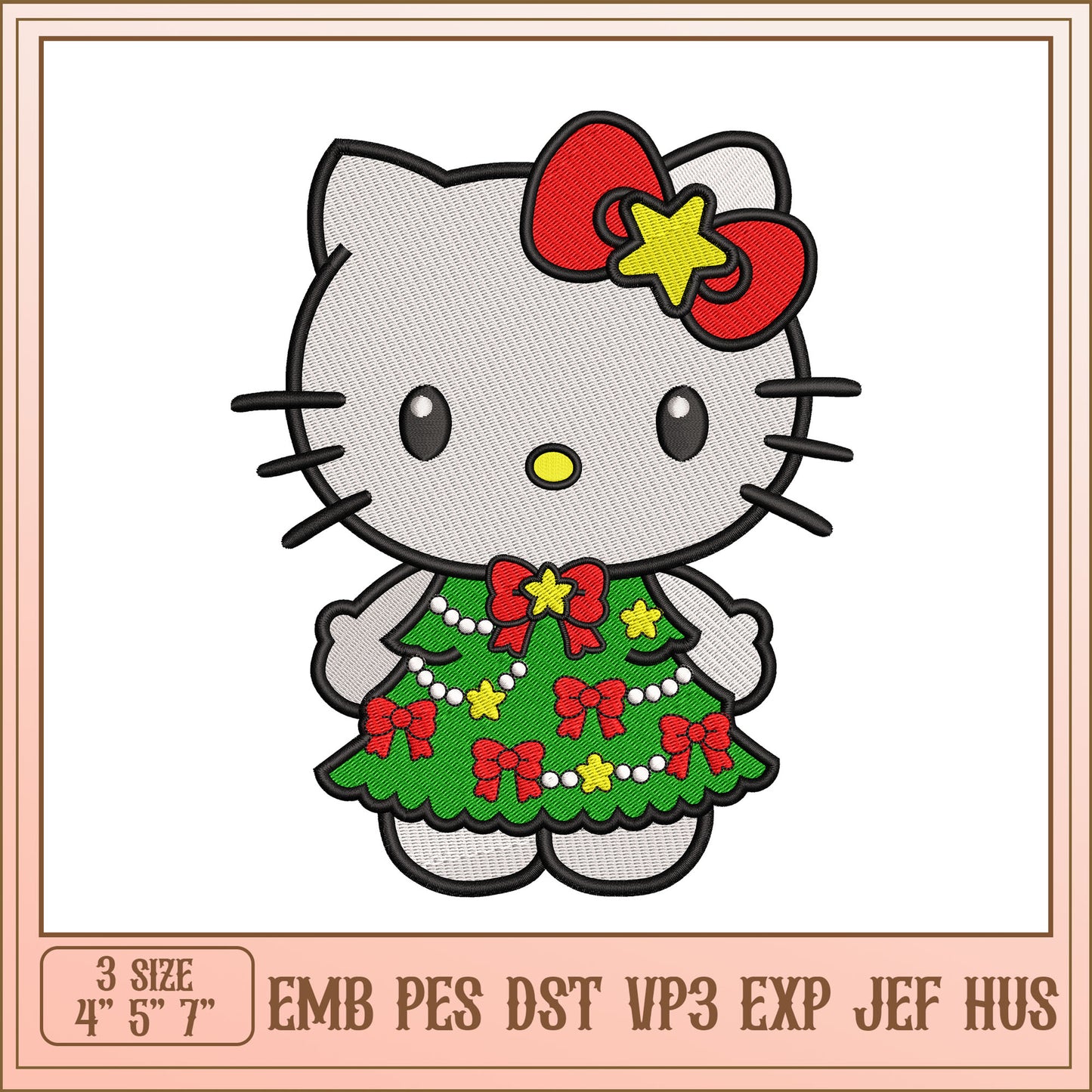 Hello Kitty Christmas Embroidery Design