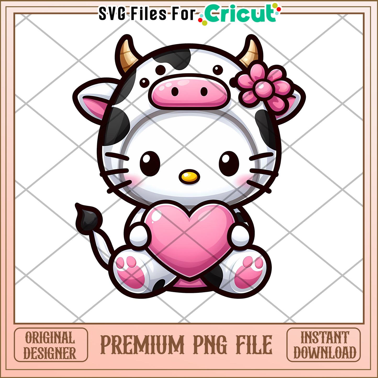 Hello Kitty Cow PNG Design