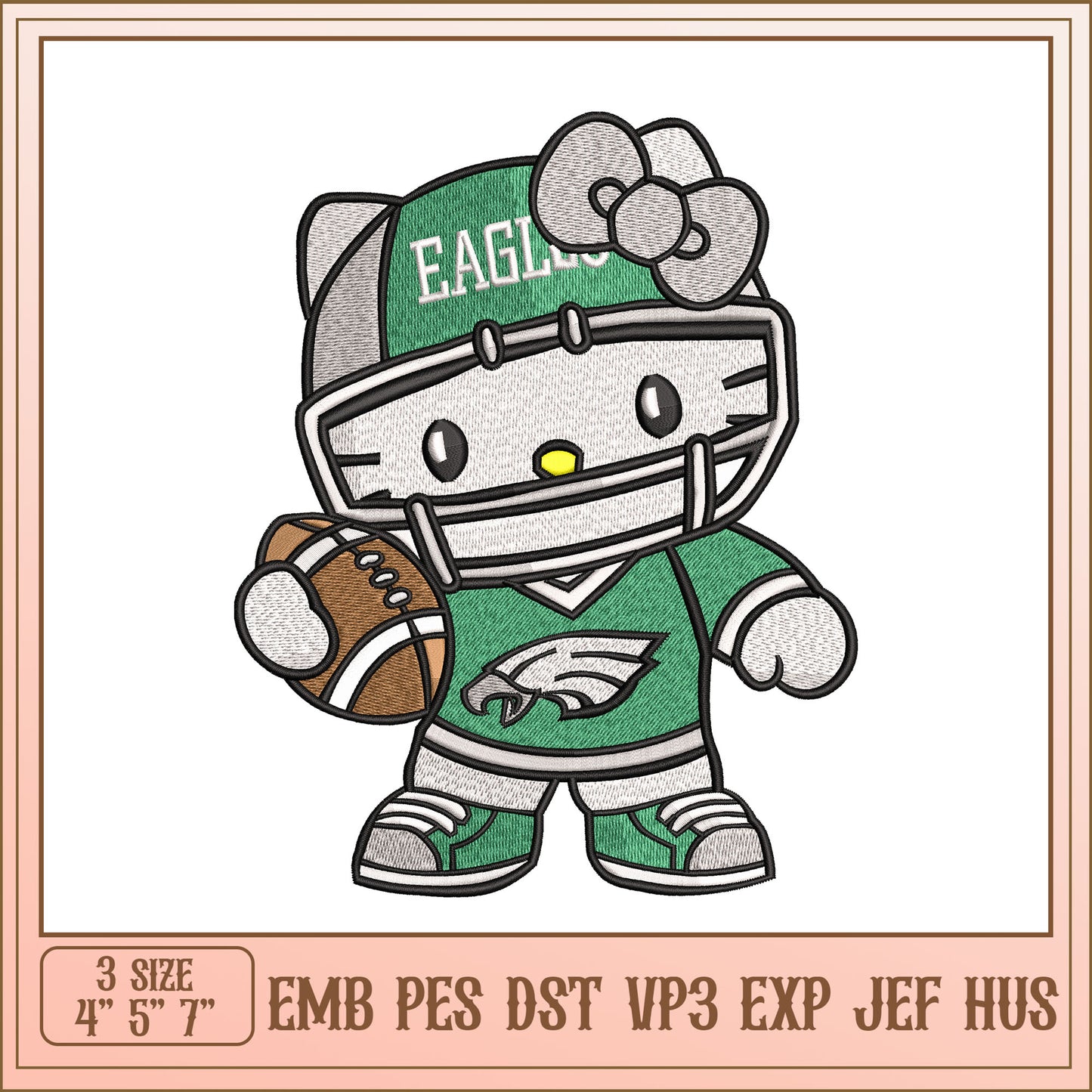 Hello Kitty Eagles Embroidery Design