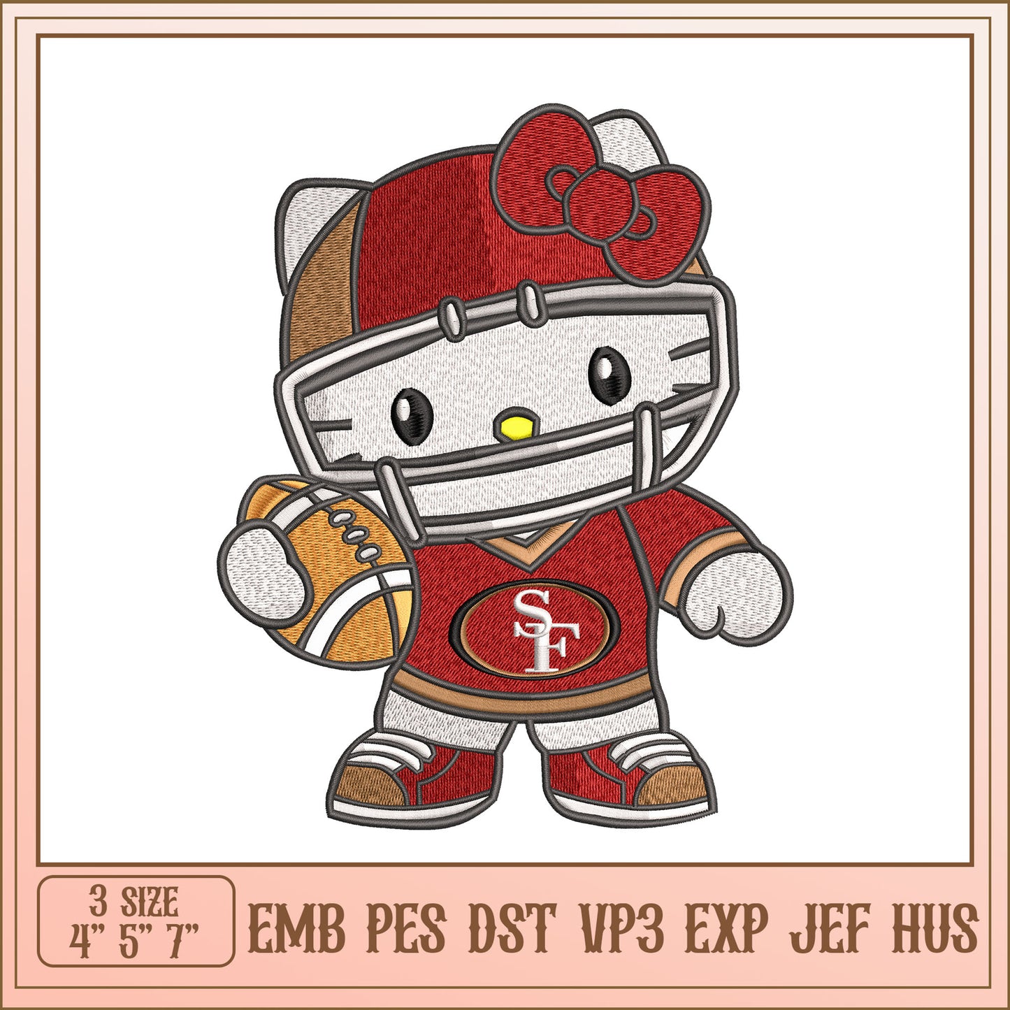 Hello Kitty Football Embroidery Design for All Formats 4 5 7