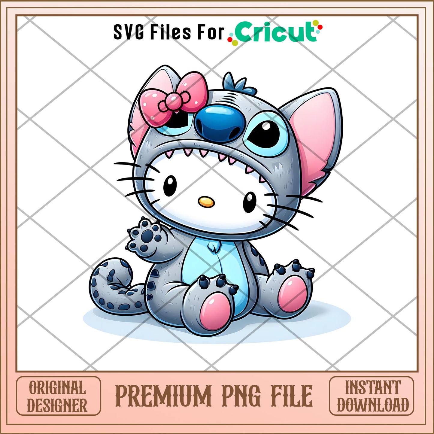 Hello Kitty Lilo And Stitch gray white png, Disney characters png, Digital Download