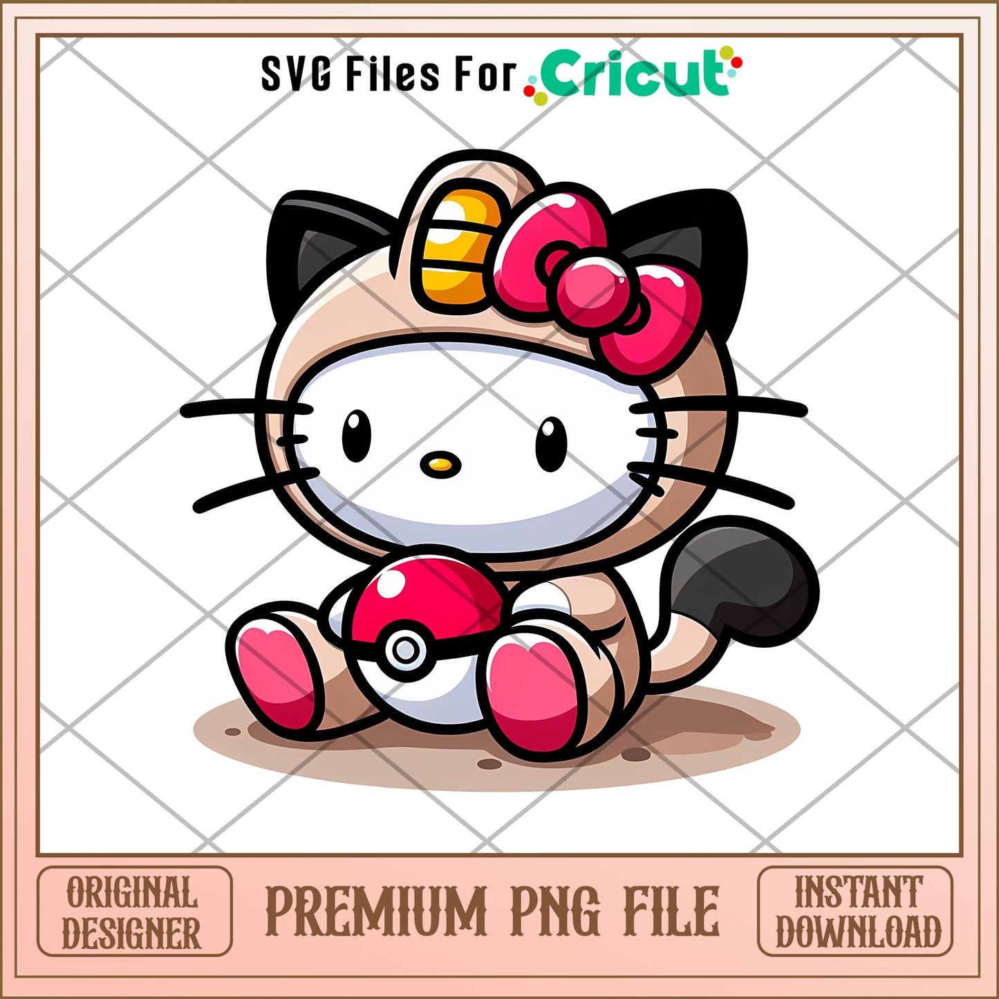 Hello Kitty Meowth png, pokemon png, digital download