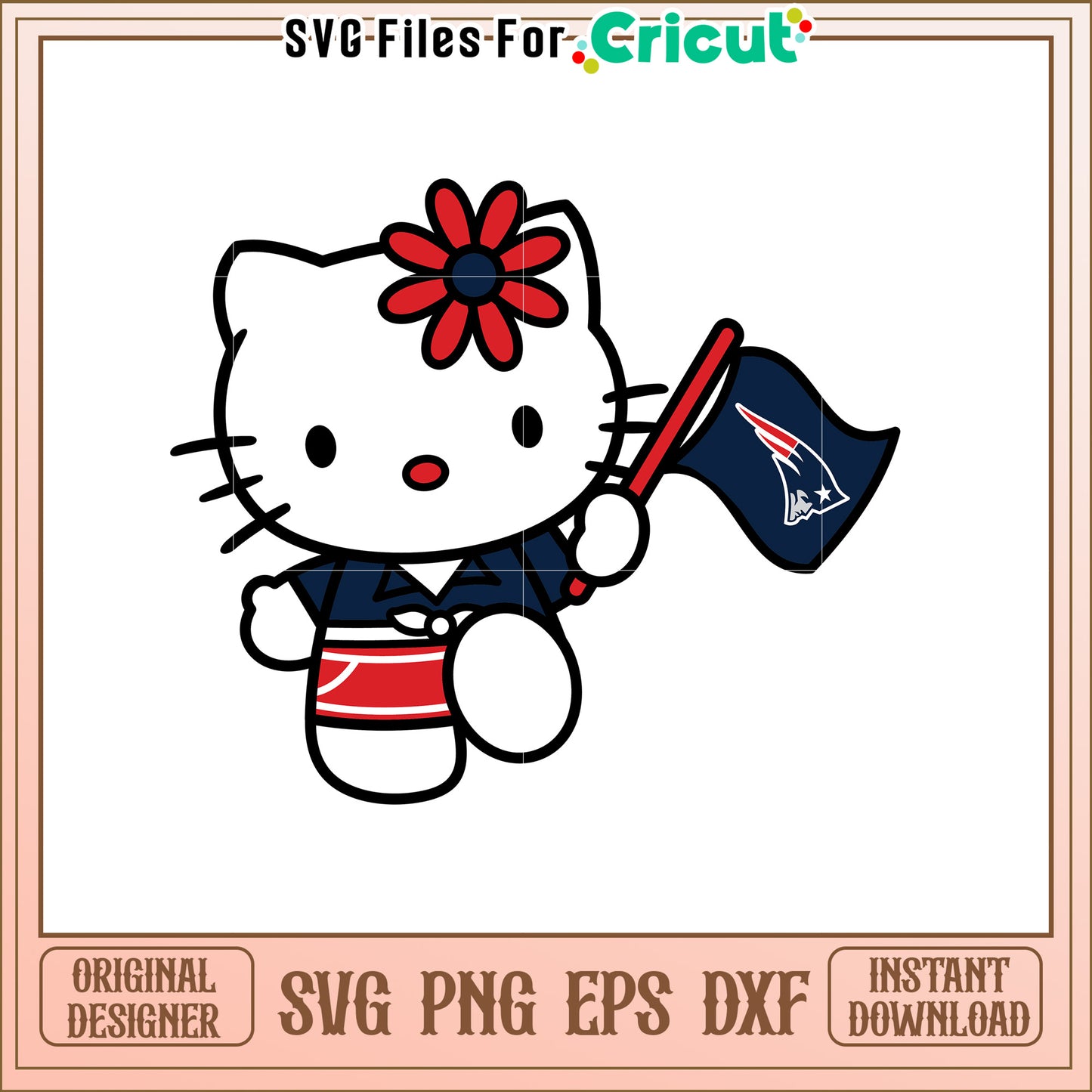 Hello Kitty New England Patriots SVG Design Clipart