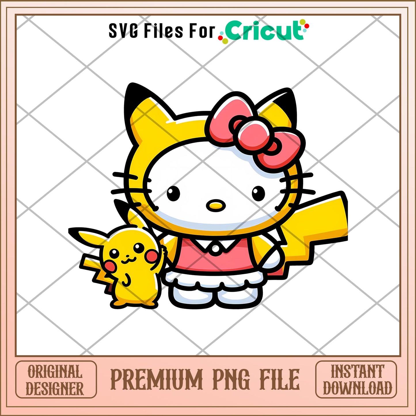 Hello Kitty Pikachu png, pokemon characters png, digital download