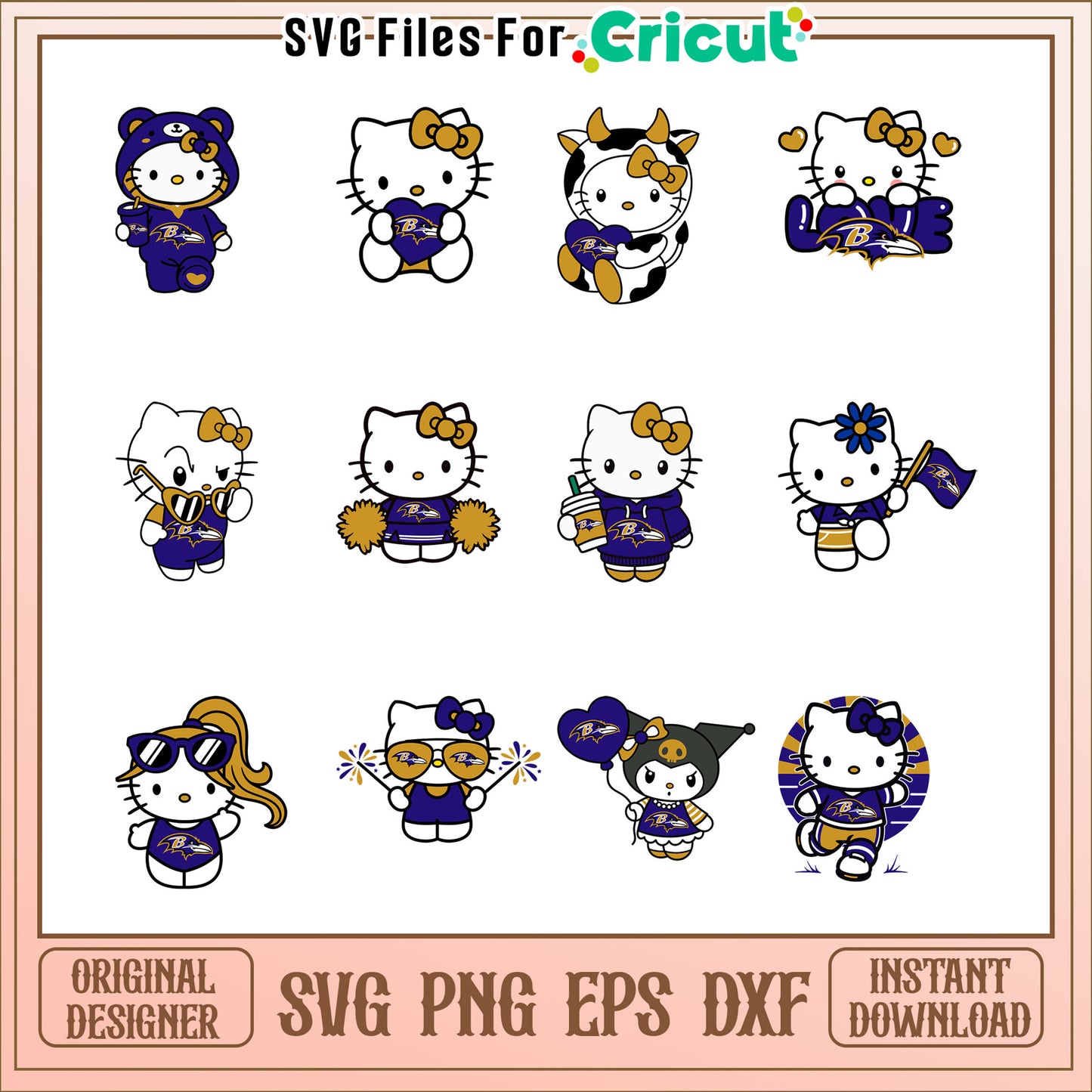 Hello Kitty Ravens SVG Bundle