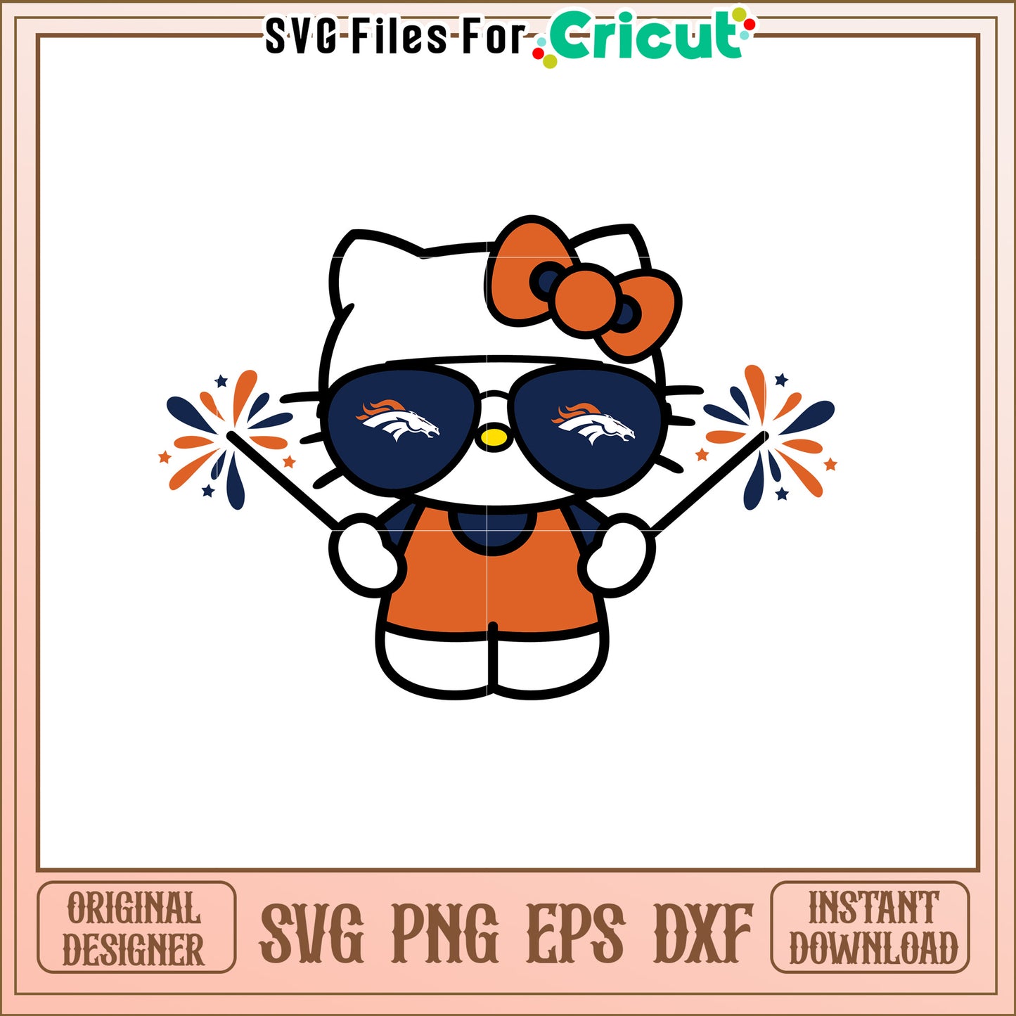 Hello Kitty SVG Design with Denver Broncos Theme