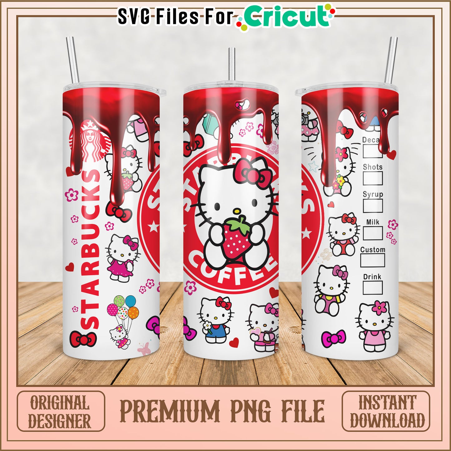 Hello Kitty Starbucks Tumbler PNG Design