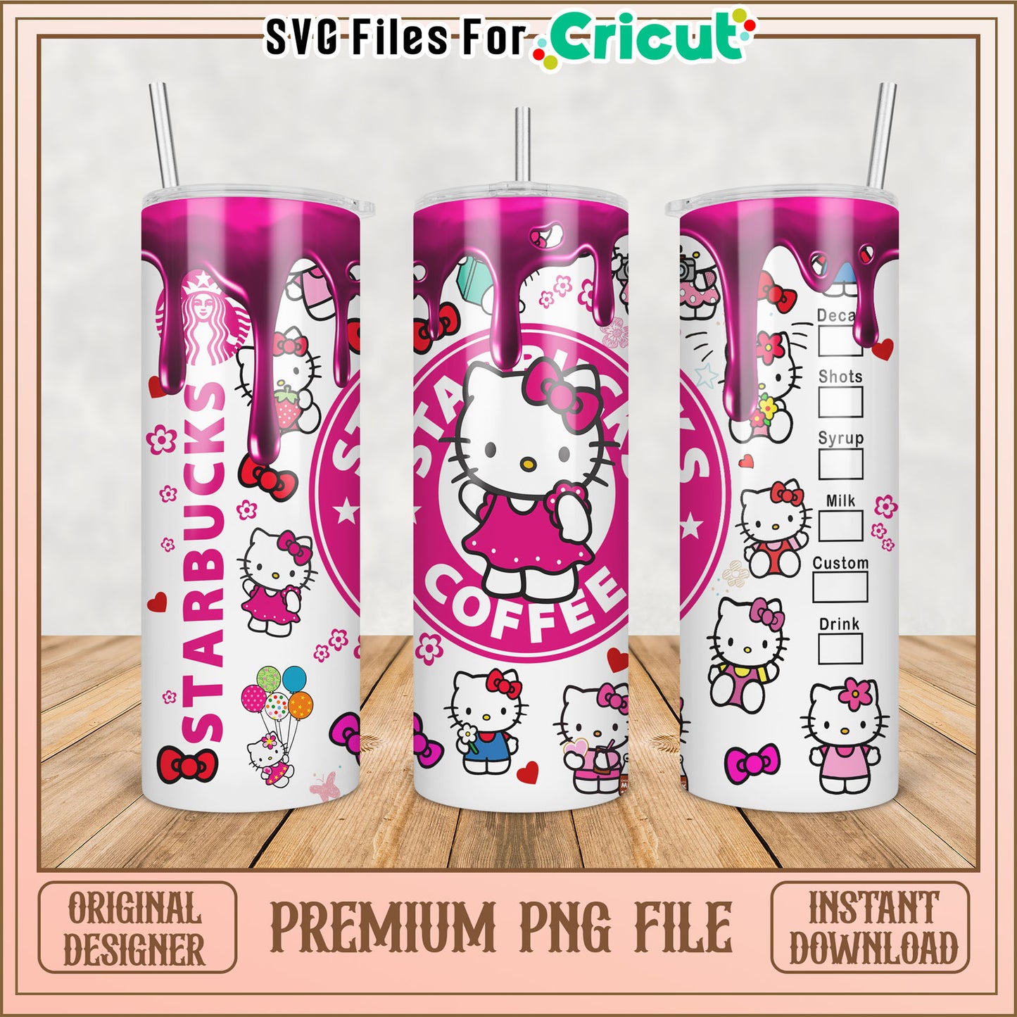 Hello Kitty Starbucks Tumbler PNG for Cricut Design Projects