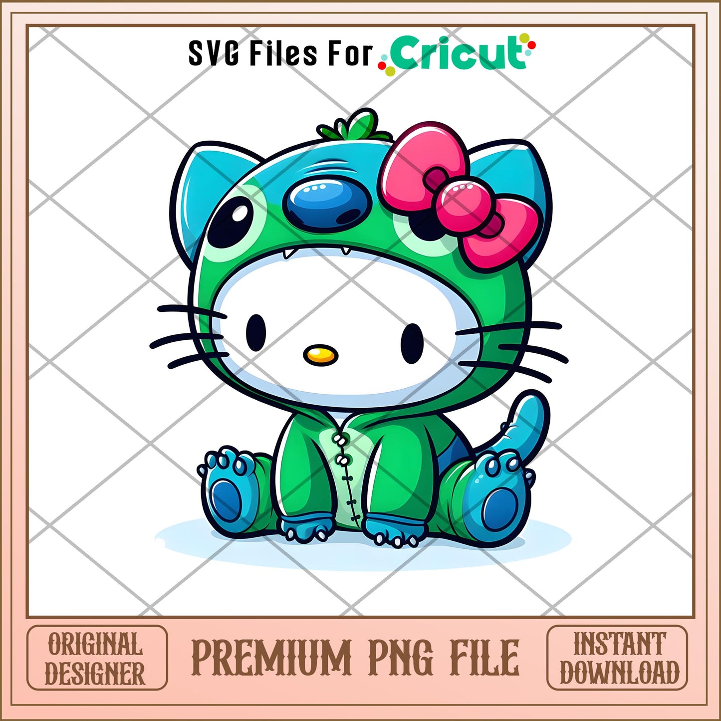 Hello Kitty Stitch green png, Disney characters png, Digital Download