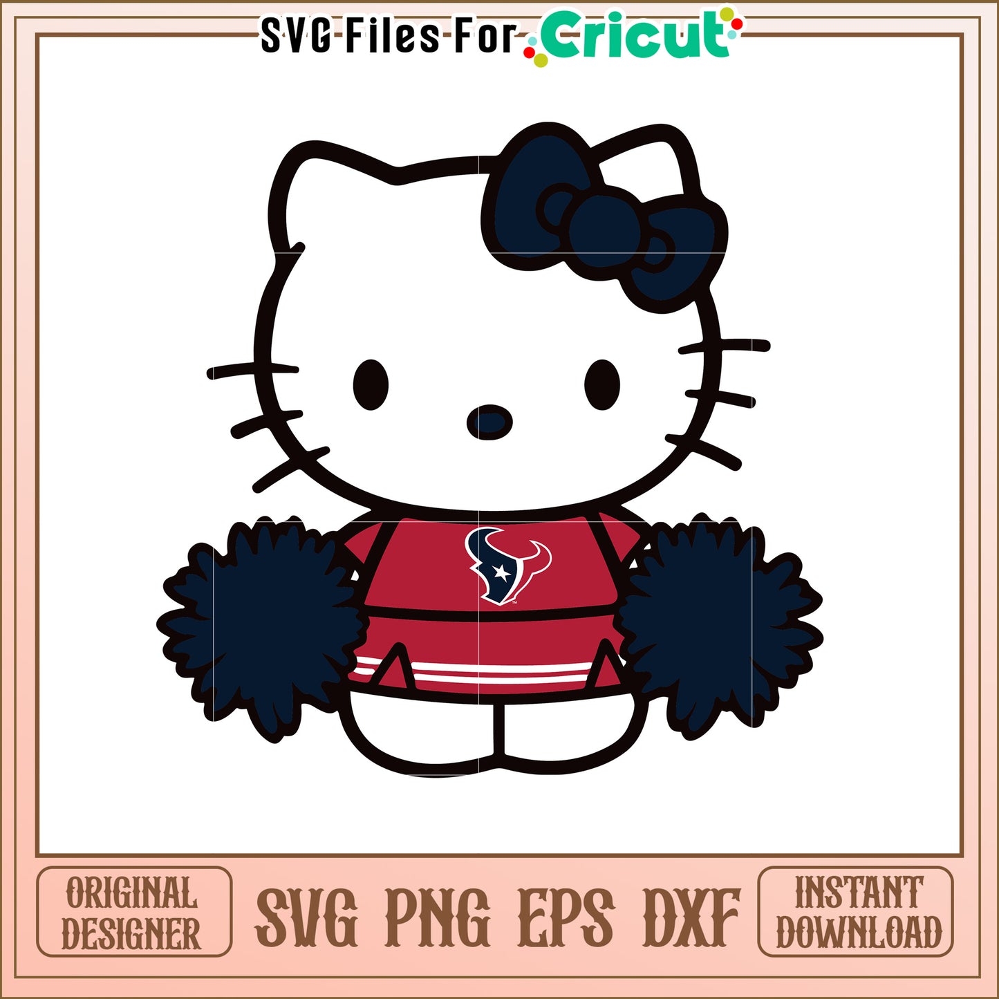 Hello Kitty Texans Cheerleader SVG