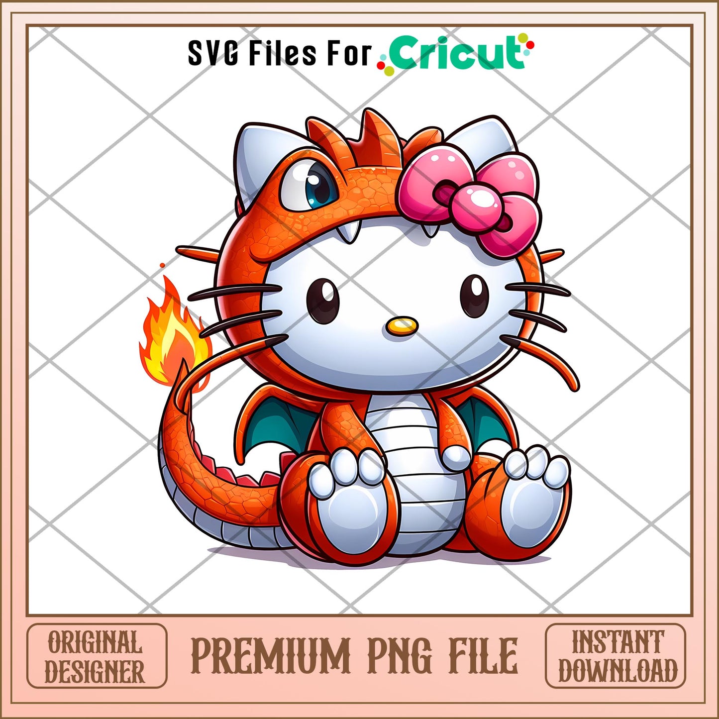 Hello Kitty charmander png, pokemon png, digital download (1)