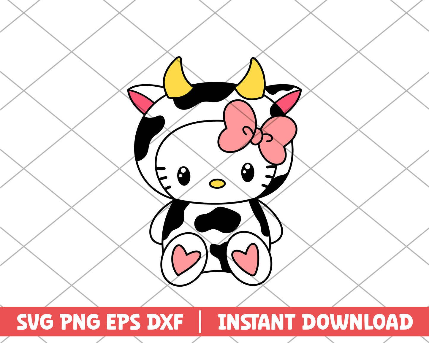 Hello Kitty cosplay cow cartoon svg