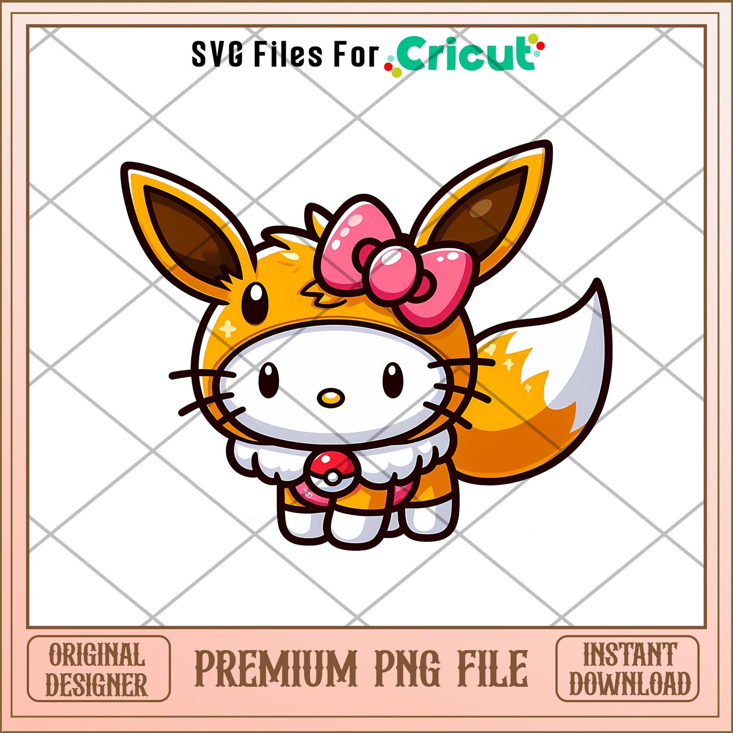 Hello Kitty eevee pokemon design png, pokemon png, digital download