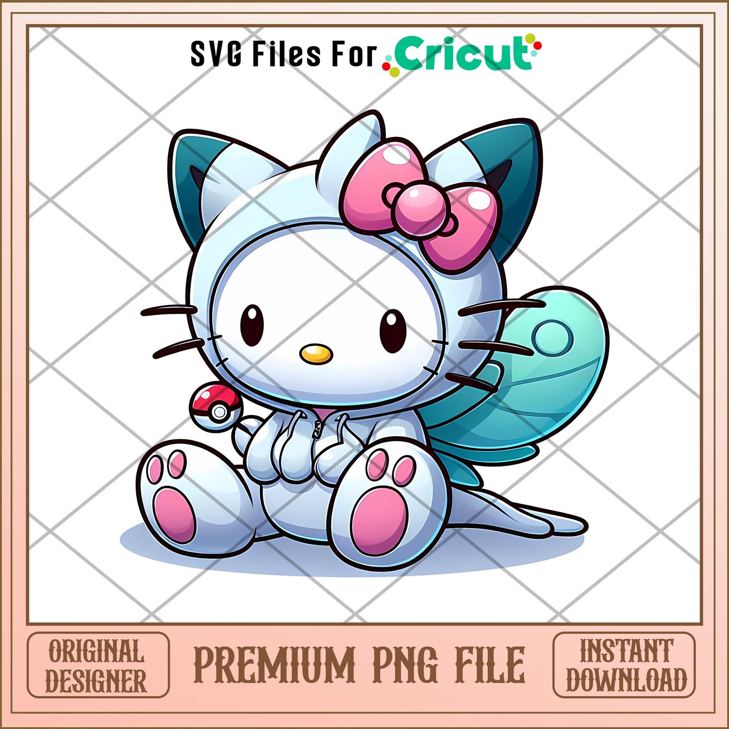 Hello Kitty meowth design png, pokemon png, Digital Download