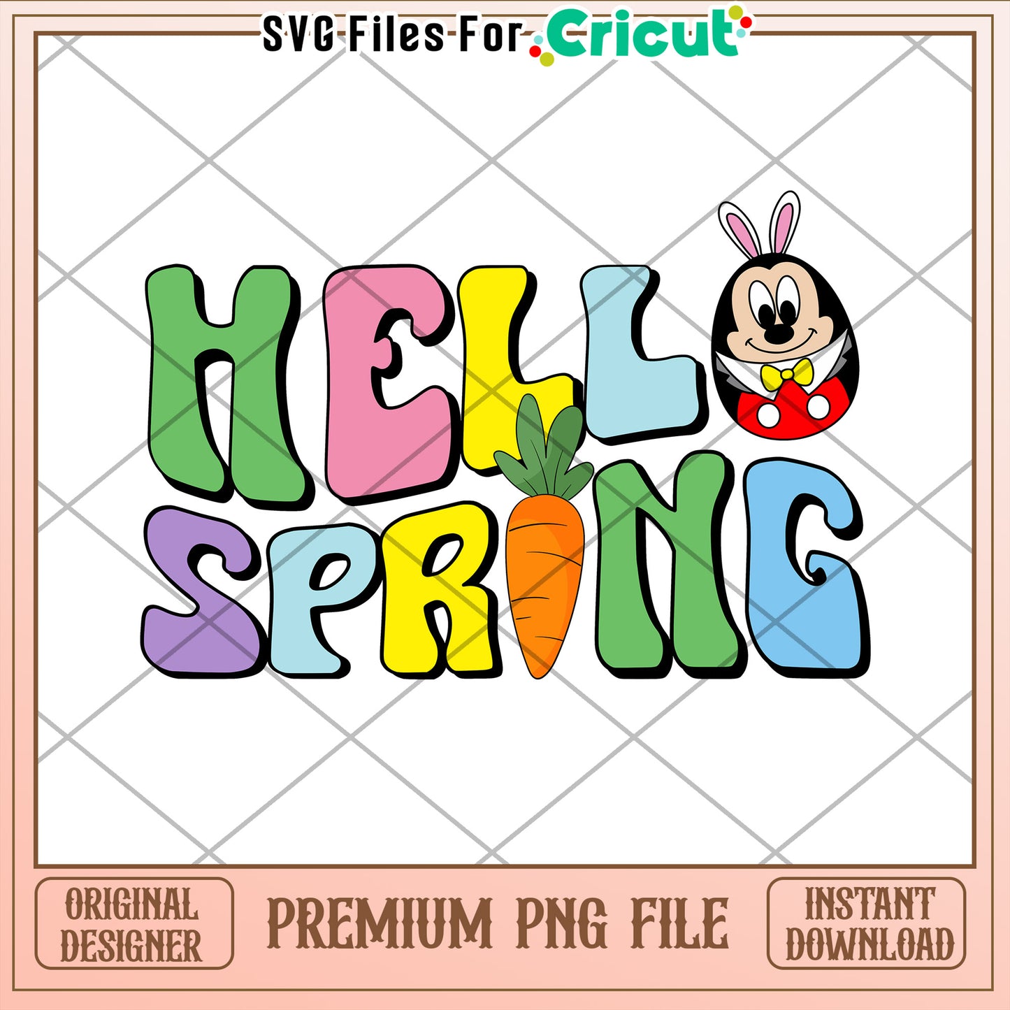 Hello Spring Mickey PNG Cricut Design