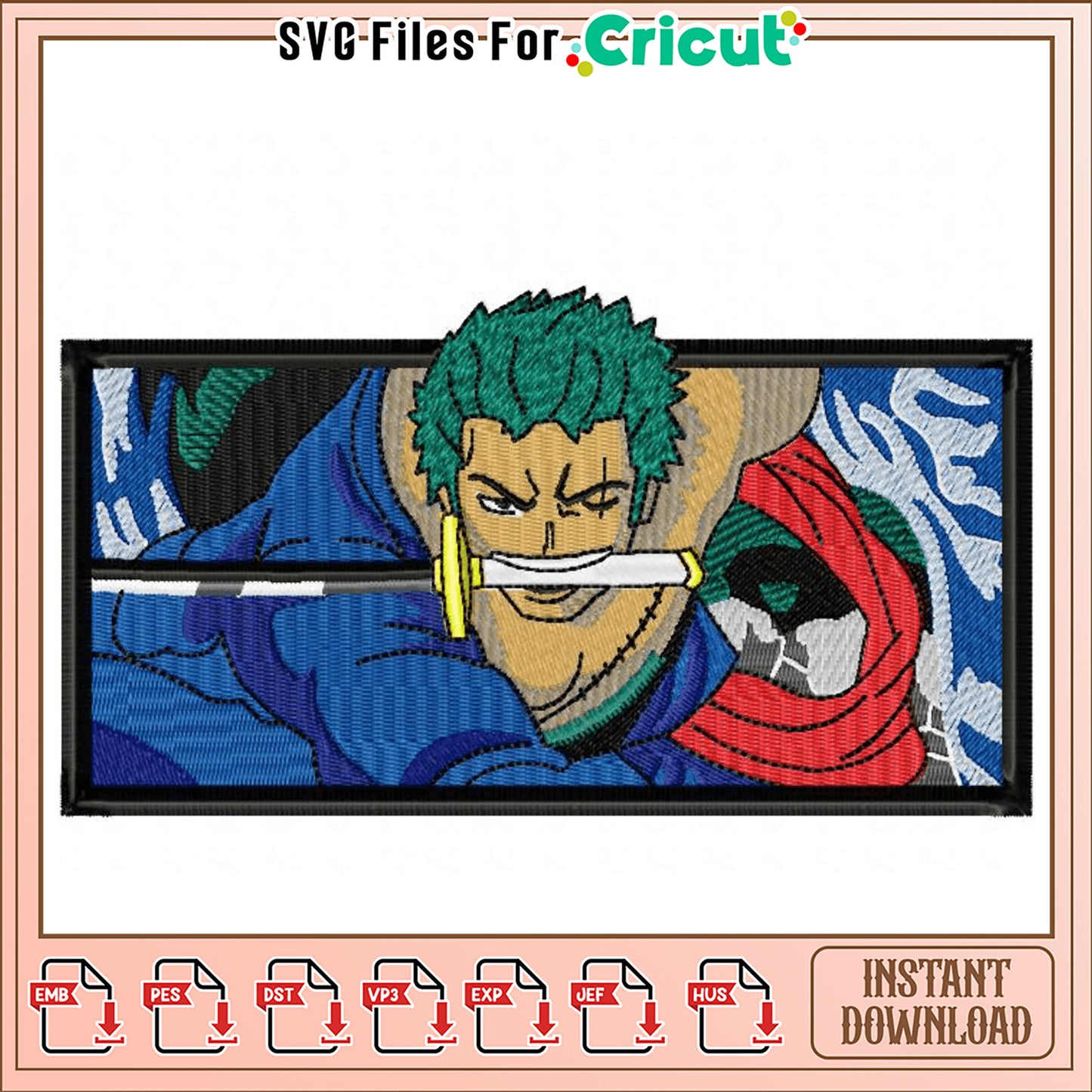 Heroic Warrior Embroidery Design for Instant Download