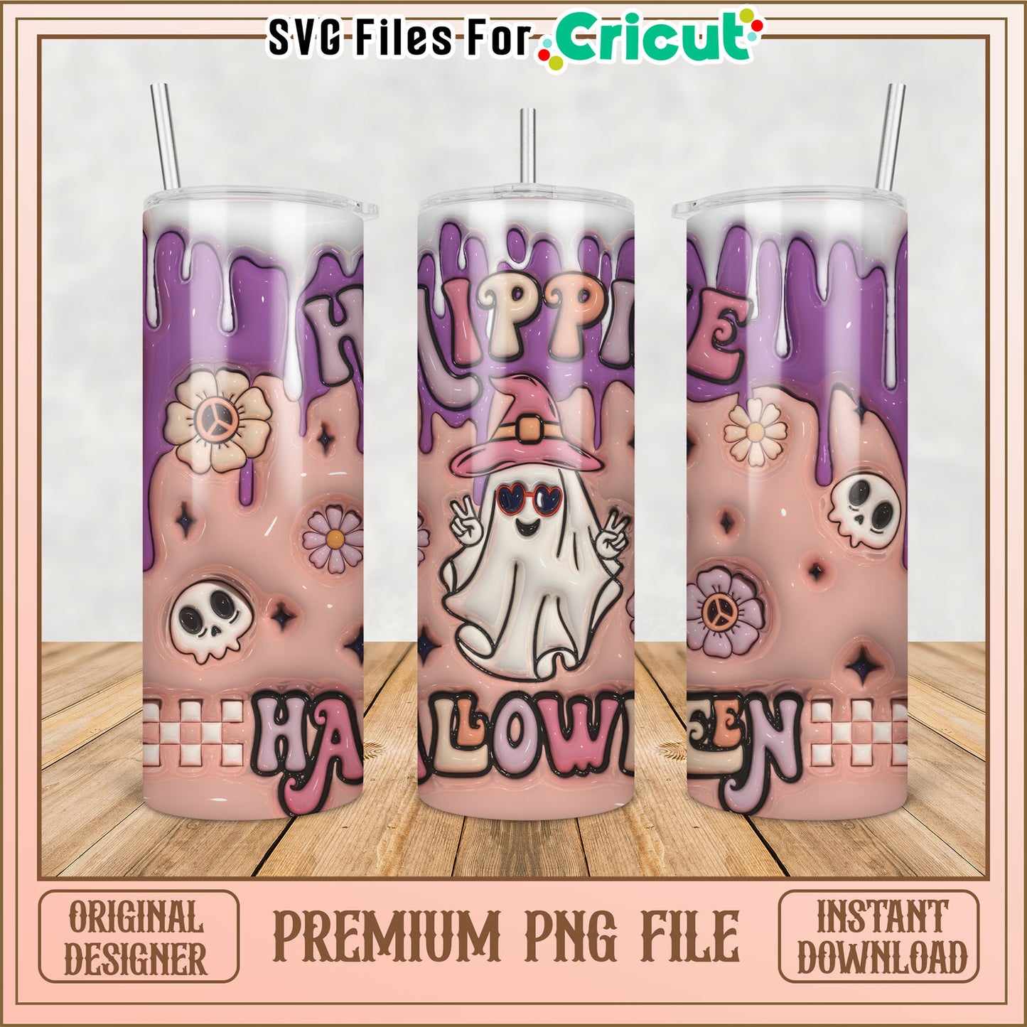Hippie Halloween Tumbler PNG