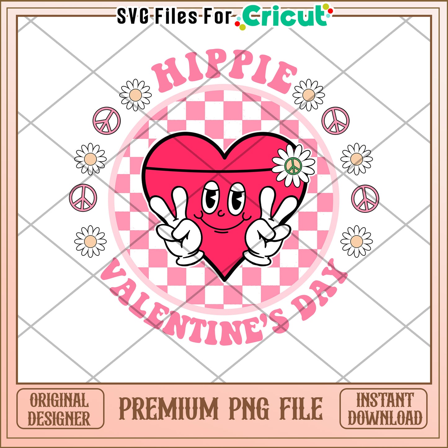 Hippie Heart Valentines Day PNG