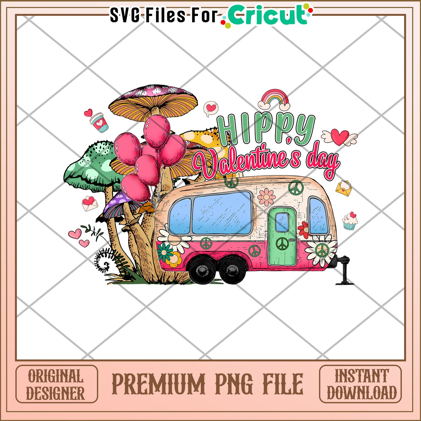 Hippie Valentine's Day PNG Design