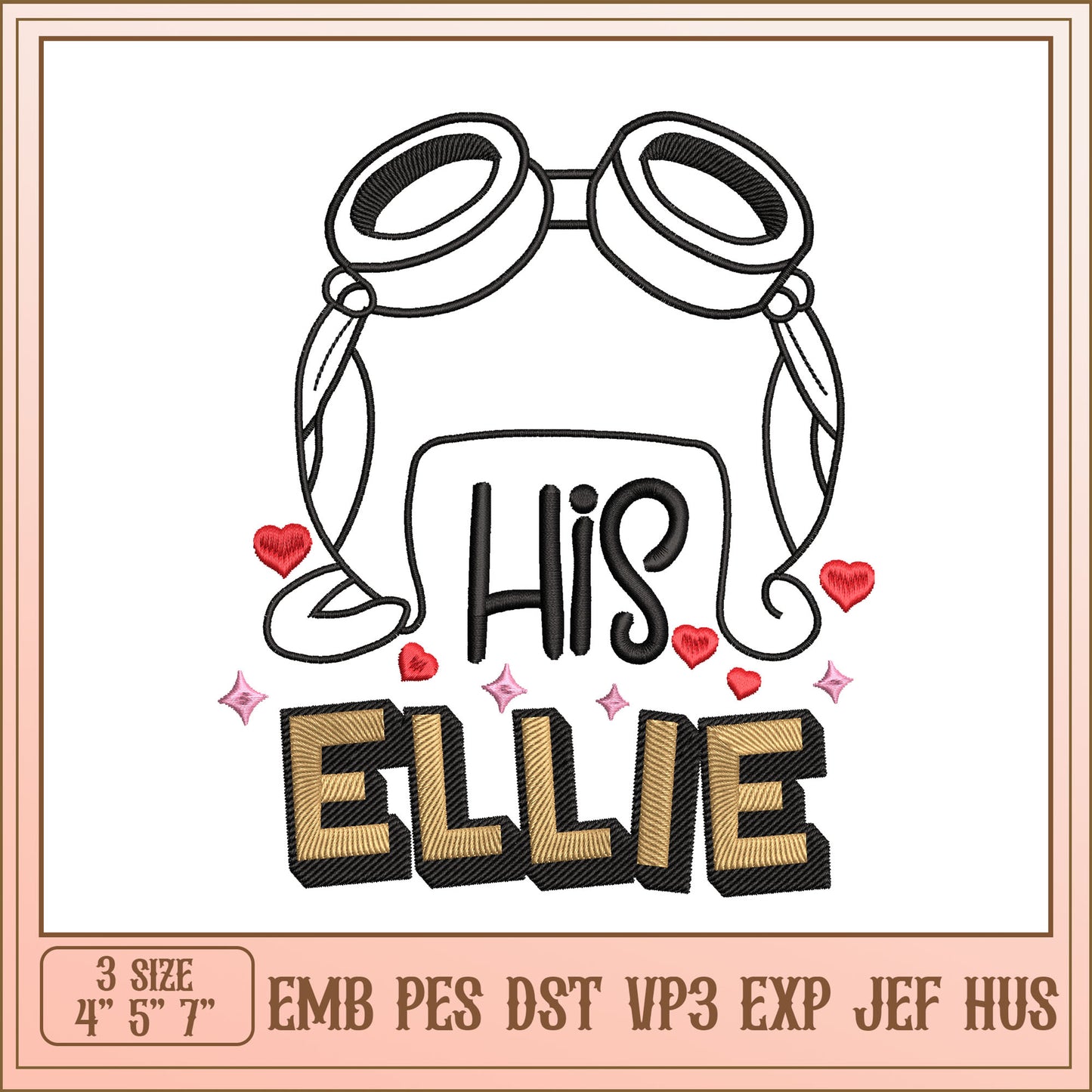 His Ellie Embroidery Design