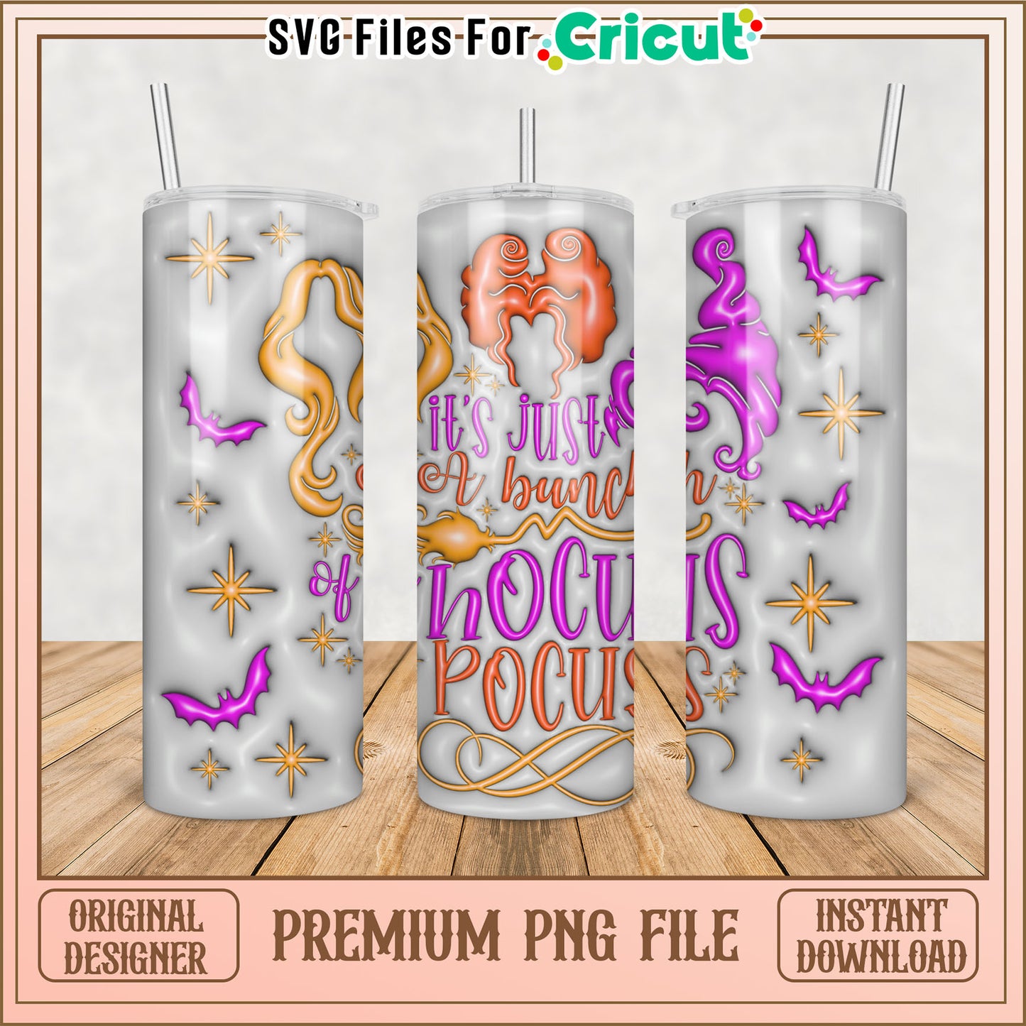 Hocus Pocus Halloween PNG Tumbler Design