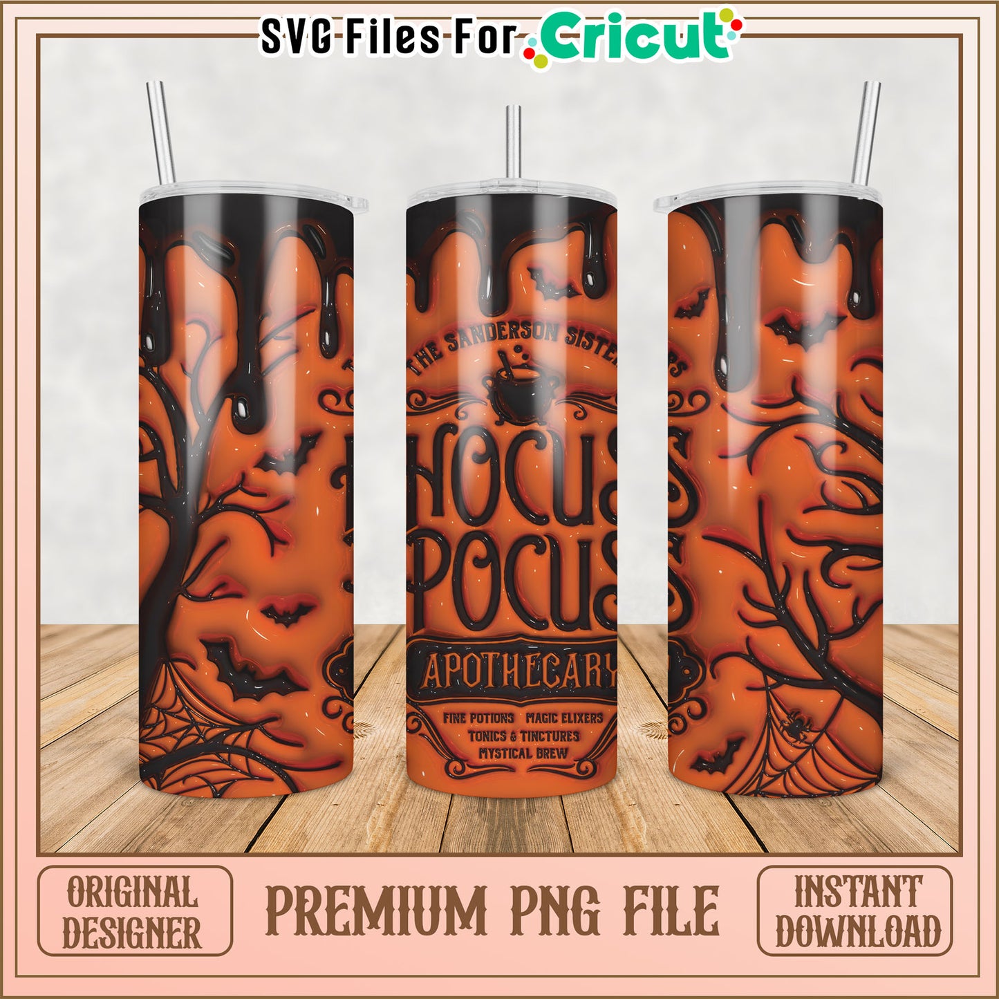 Hocus Pocus Tumbler PNG File for Cricut Halloween Crafts Download