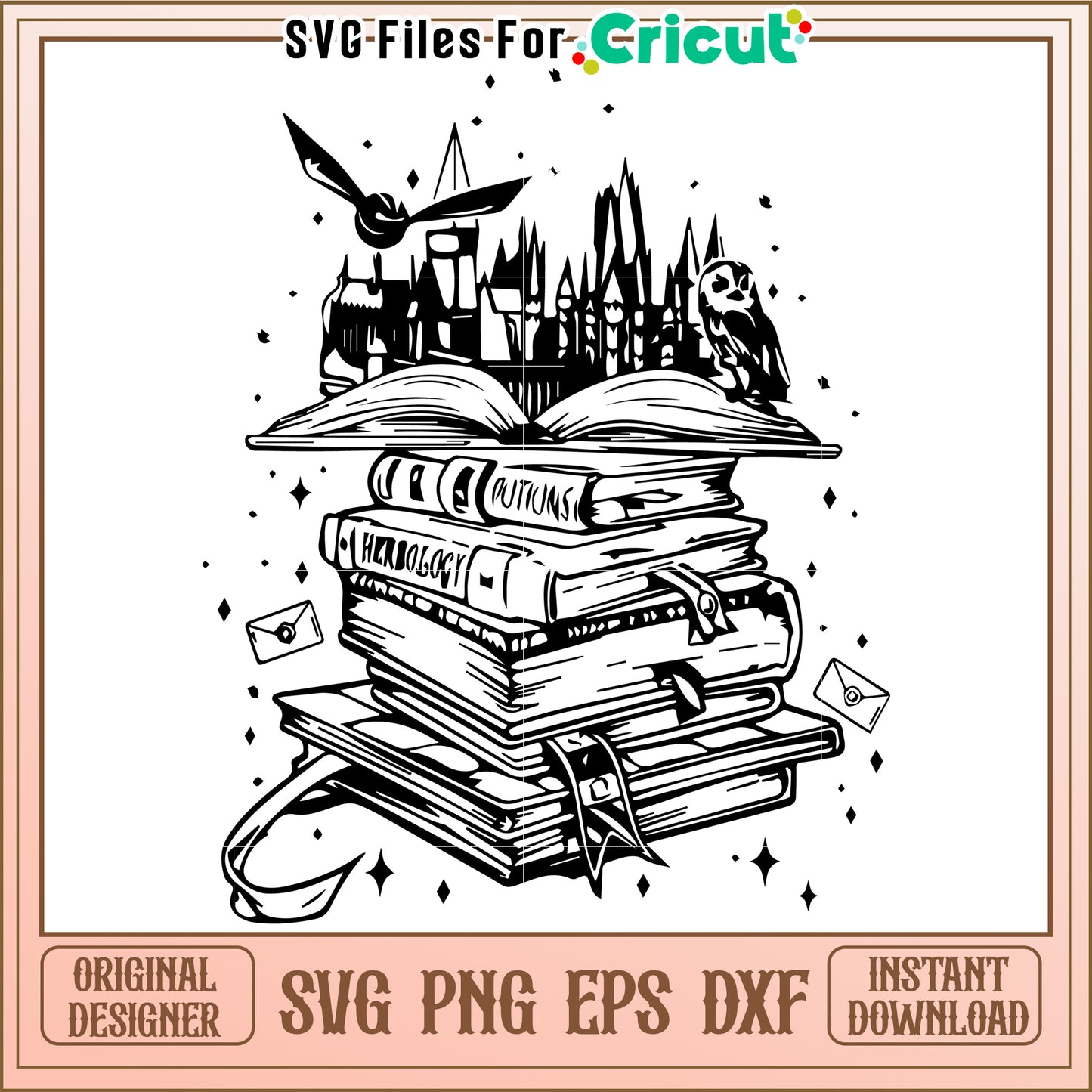 Hogwarts Books Stack SVG Illustration