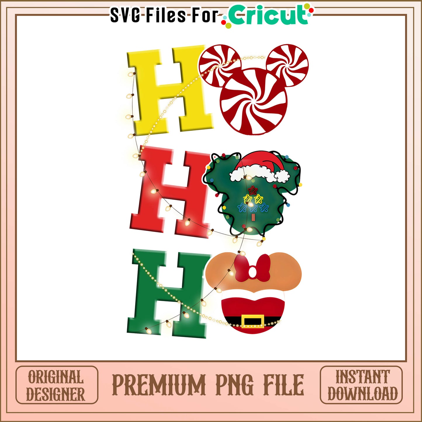 Hohoho mouse head merry christmas png, hohoho typography design png