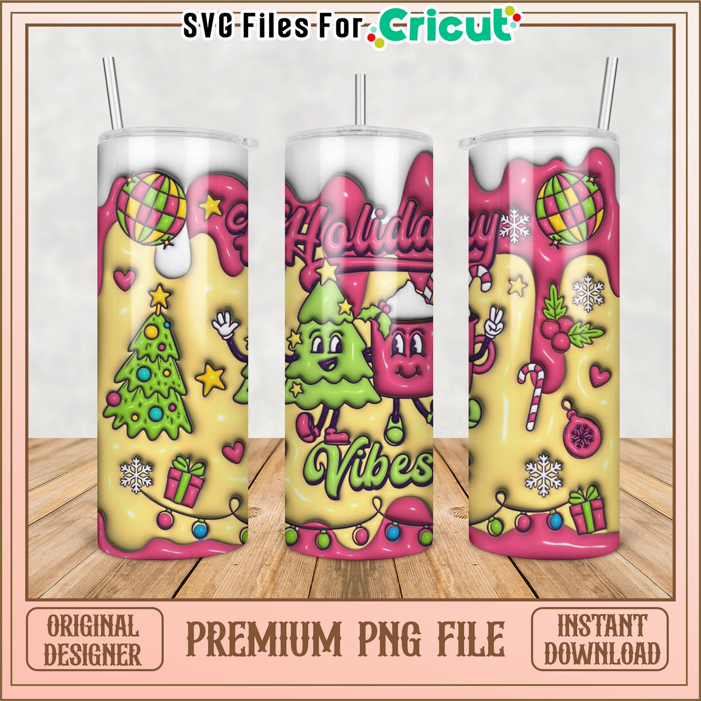 Holiday Themed Tumbler PNG Design for Cricut and DIY Projects