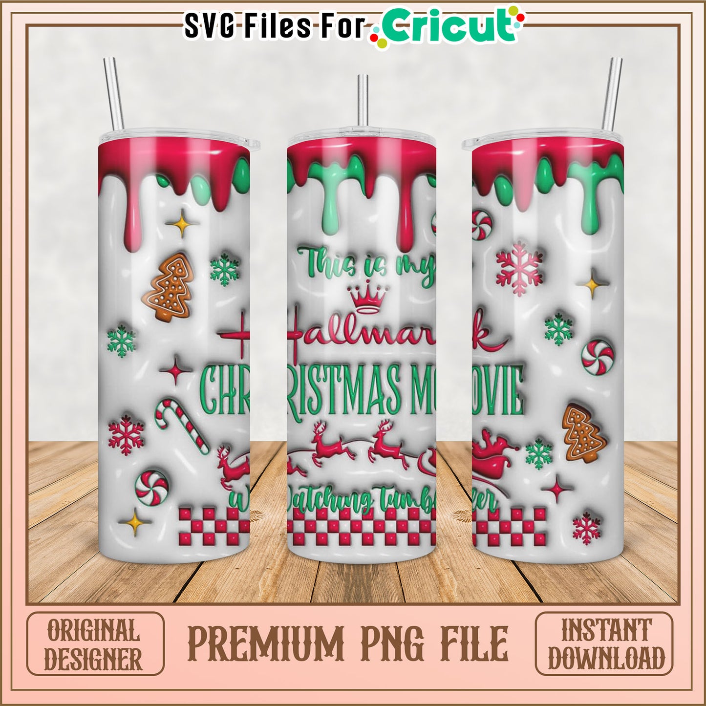 Holiday Tumbler Design with Christmas Movie Theme PNG Download