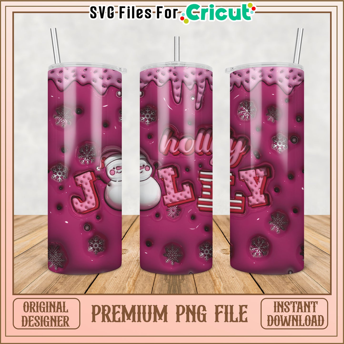 Holly Jolly Christmas Tumbler PNG