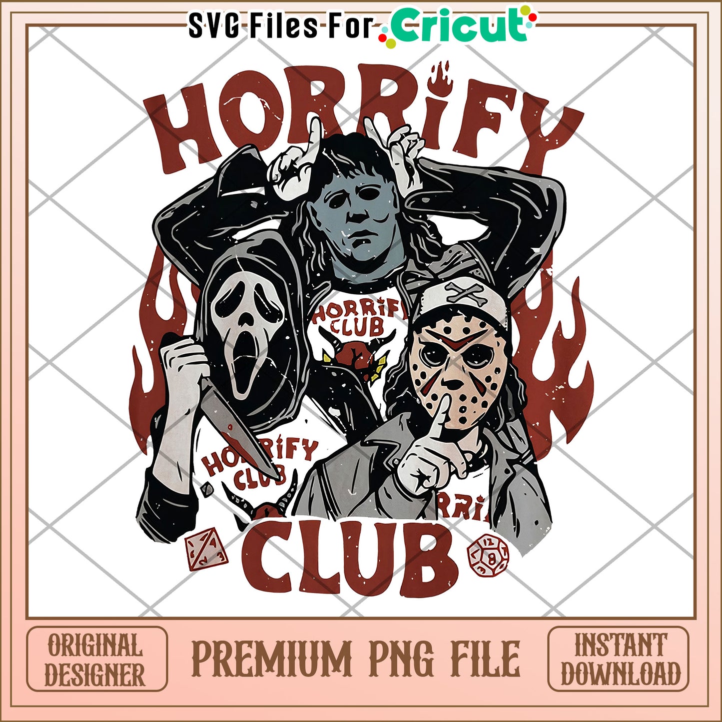 Horify club png, halloween design png, halloween costume png