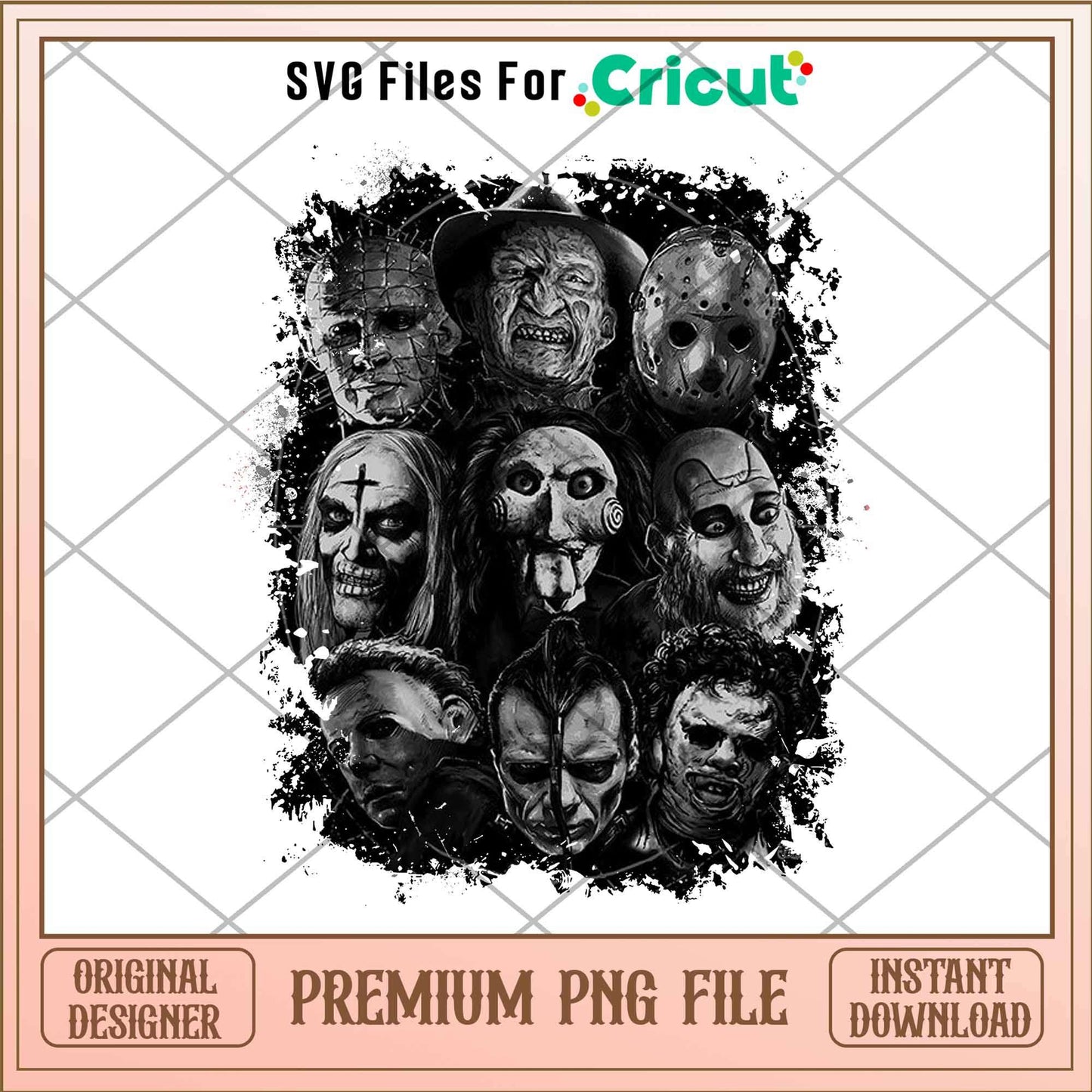 Horror Mask movie Black png, Horror characters png, Digital Download