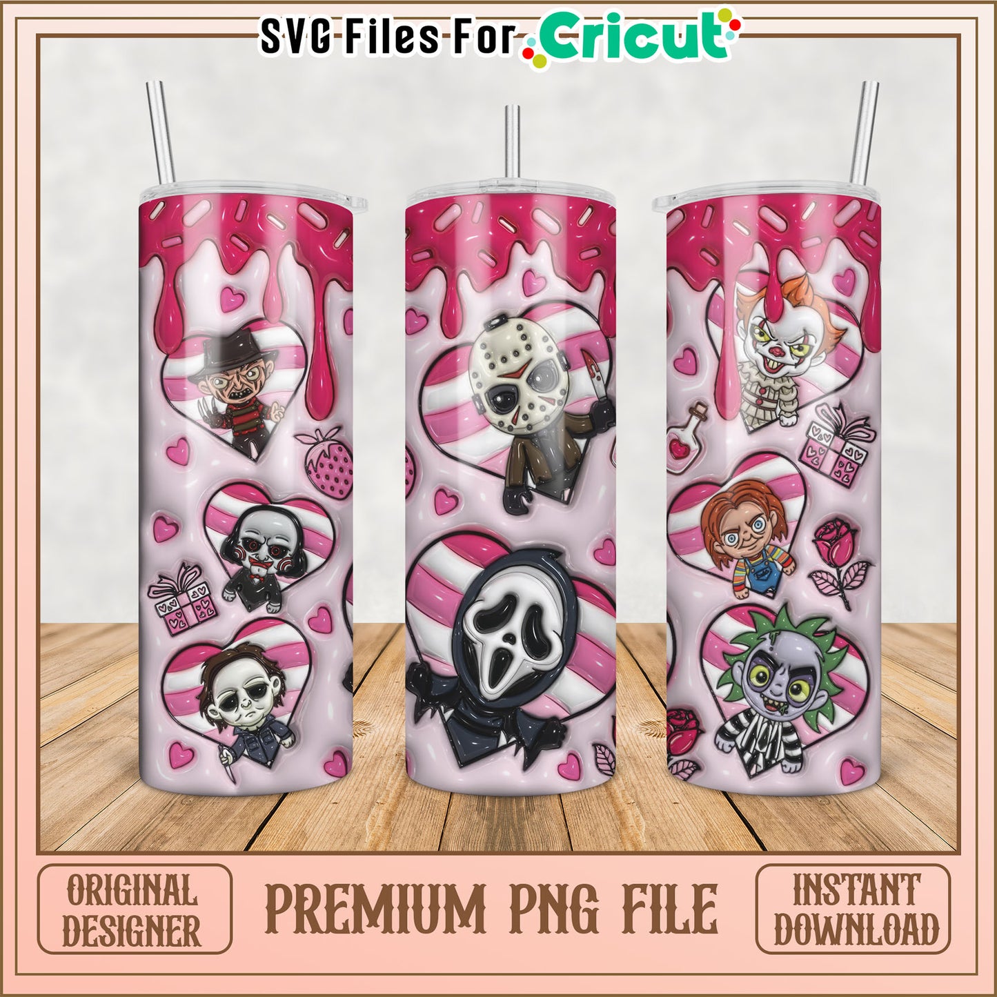 Horror Movie Tumbler PNG Design - Instant Download