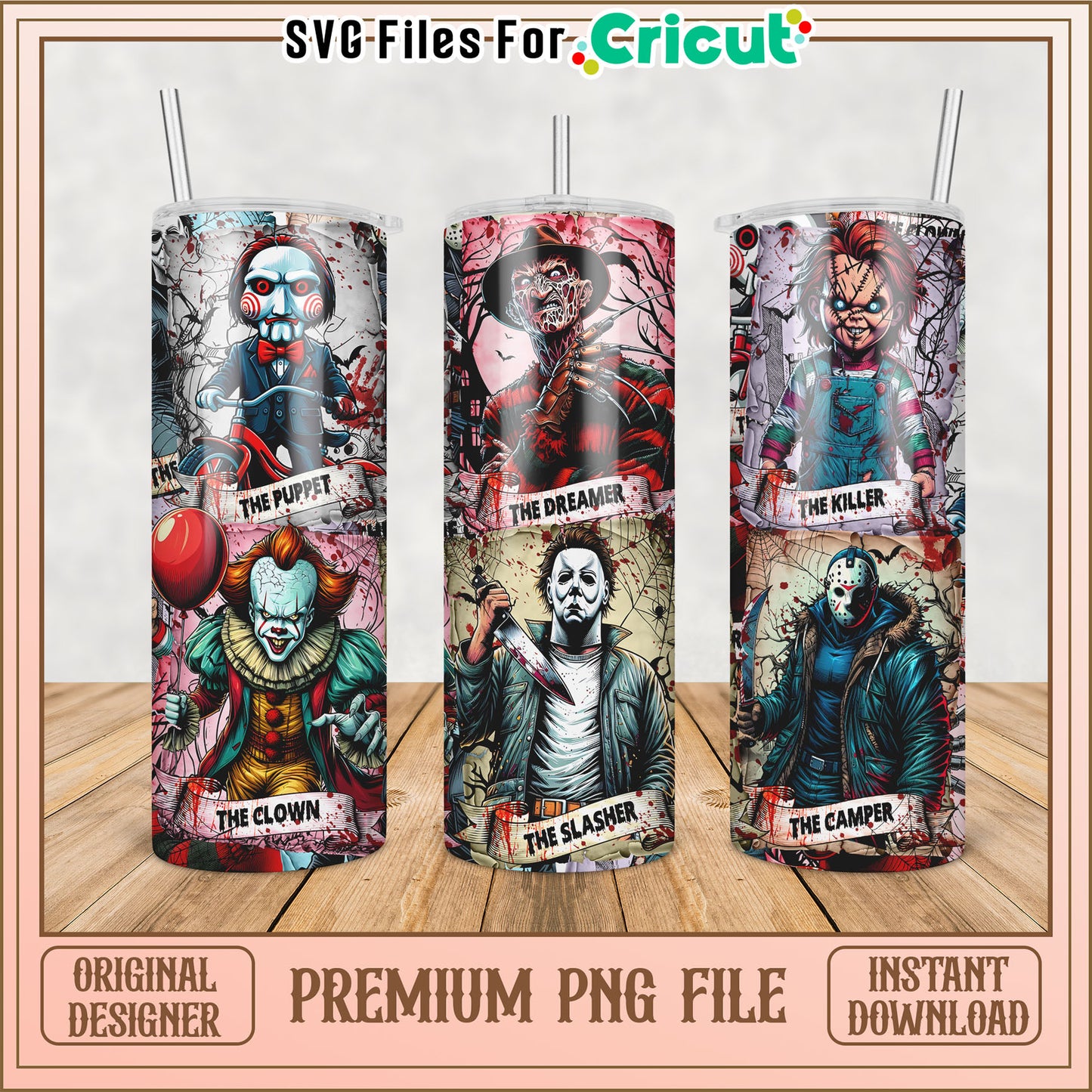 Horror Movie Tumbler PNG Designs