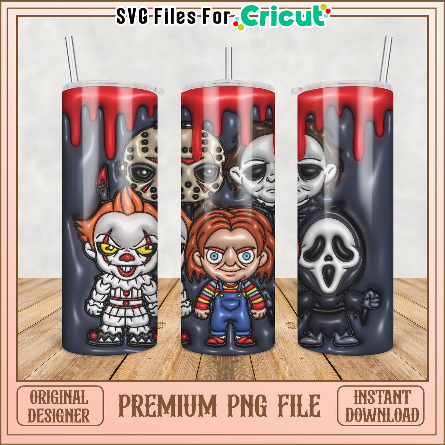 Horror Movie Tumbler PNG Sublimation