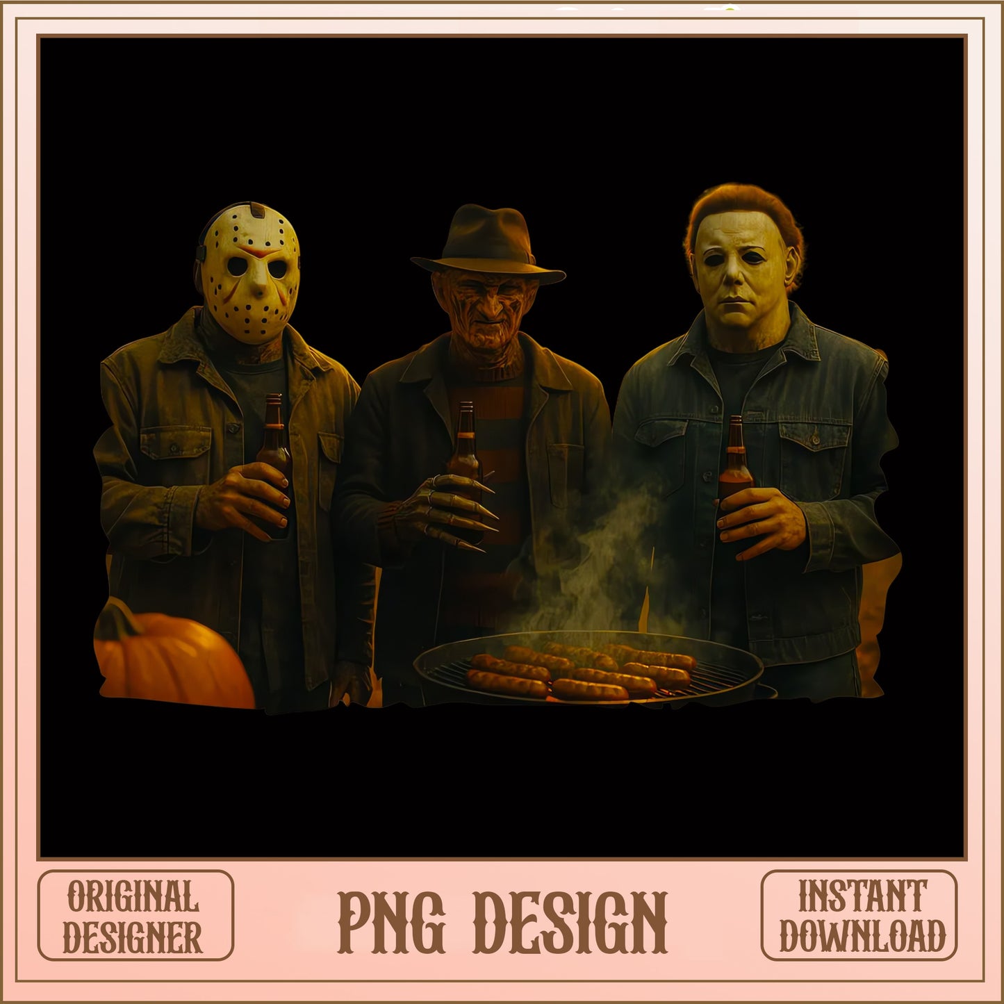 Horror Characters BBQ PNG, Jason Freddy Michael Myers PNG, Halloween PNG