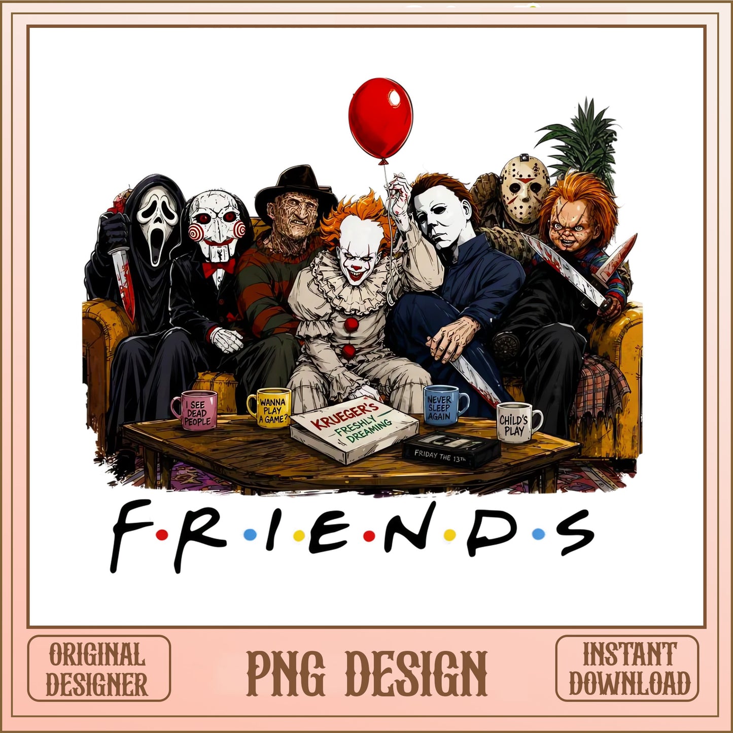 Horror Characters Friends PNG, Halloween Horror Movie PNG, Scary Squad PNG